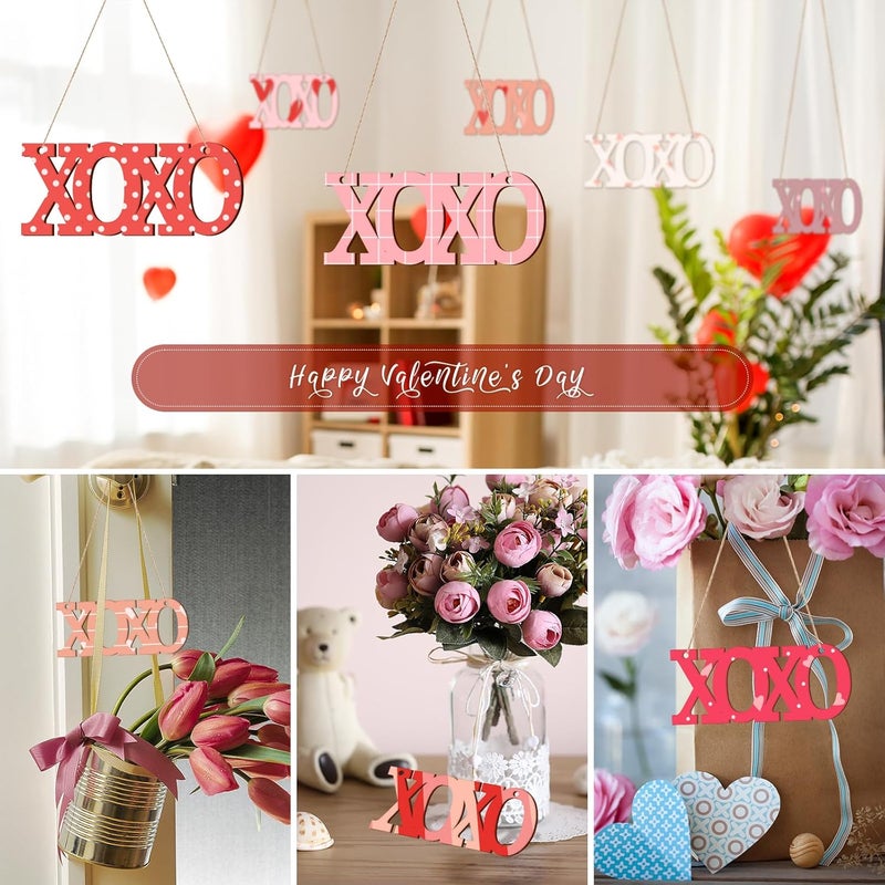 Sophena Wooden XOXO Letter Ornaments to Paint 7 inch, Valentine's Day Wooden DIY Blank Unfinished Round Wood Discs Ornament for Crafts Hanging Decorations(10PCS) - Image 3
